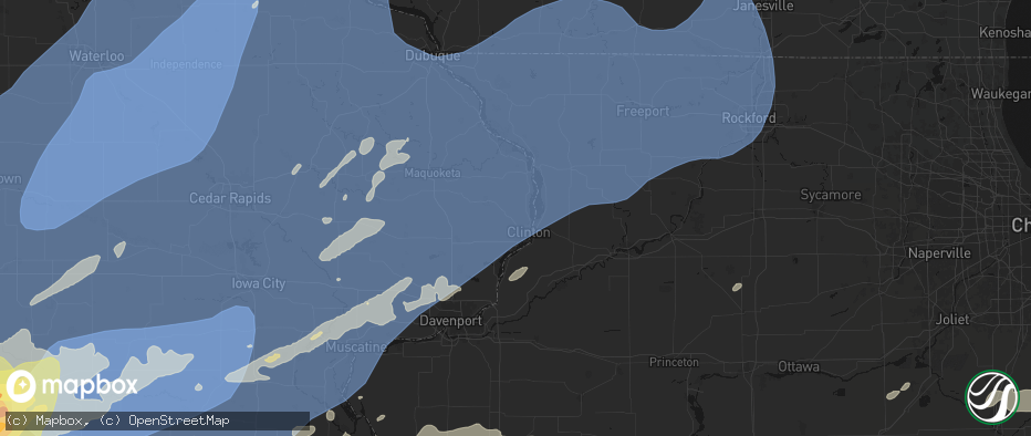 Hail map in Clinton, IA on June 11, 2026