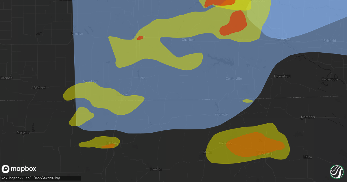 Hail map in Clio, IA on June 11, 2026