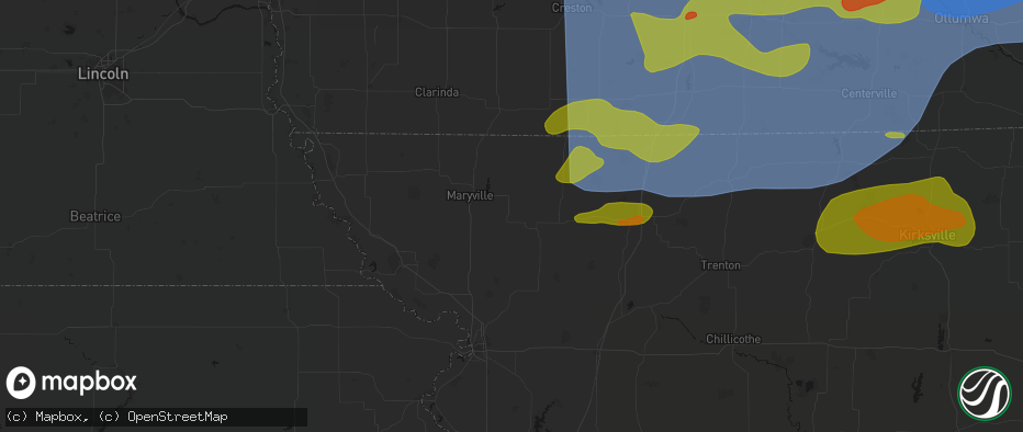 Hail map in Clyde, MO on June 11, 2026
