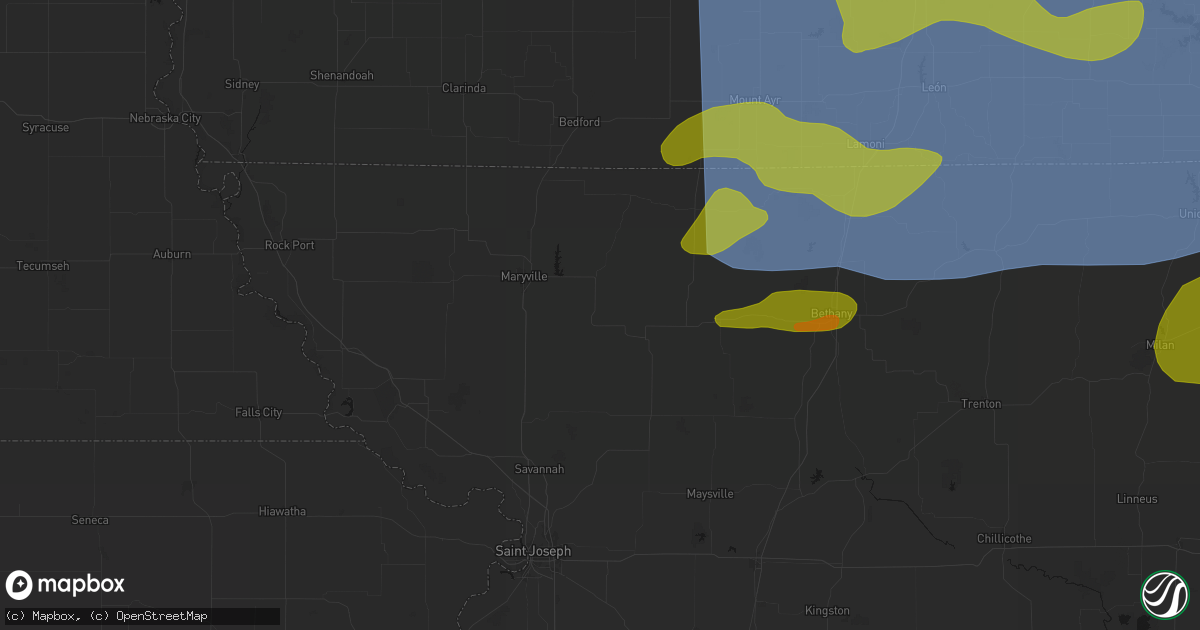 Hail map in Clyde, MO on June 11, 2026