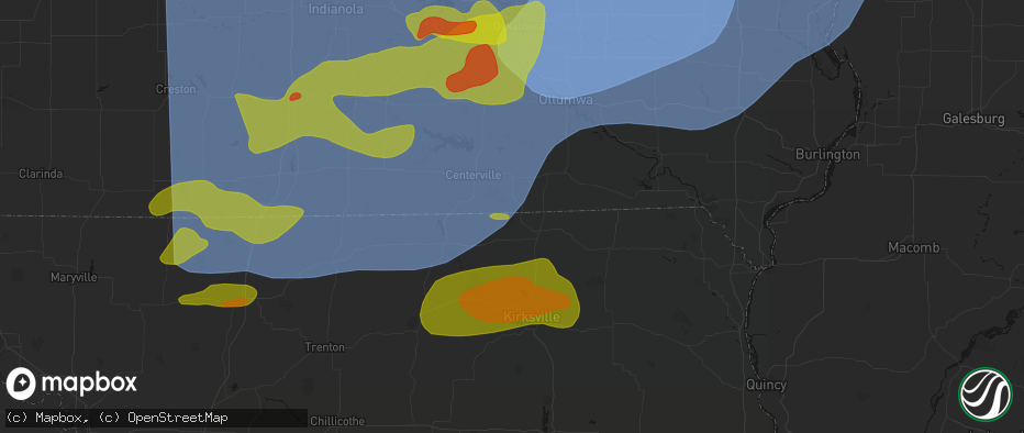 Hail map in Coatsville, MO on June 11, 2026