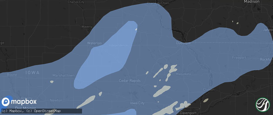 Hail map in Coggon, IA on June 11, 2026