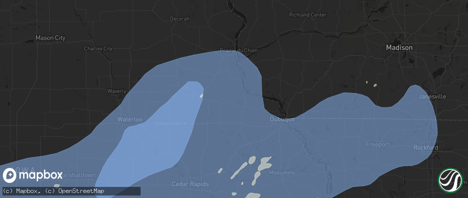 Hail map in Colesburg, IA on June 11, 2026