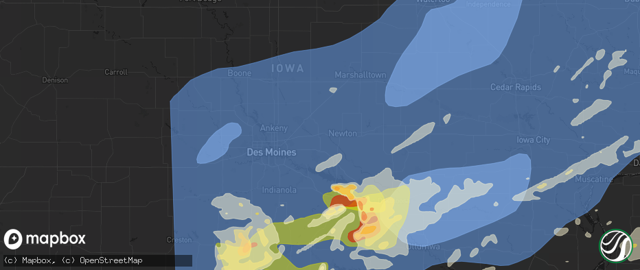 Hail map in Colfax, IA on June 11, 2026