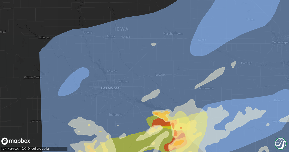 Hail map in Colfax, IA on June 11, 2026
