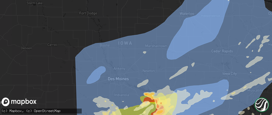 Hail map in Collins, IA on June 11, 2026