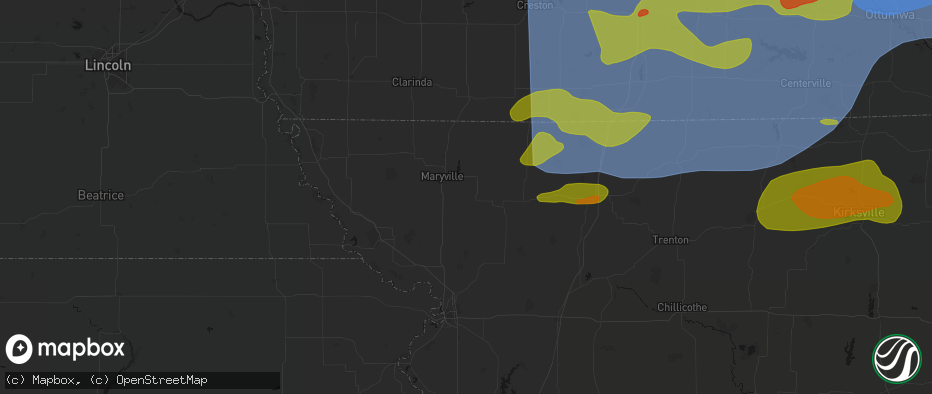 Hail map in Conception Junction, MO on June 11, 2026