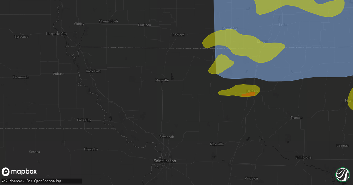 Hail map in Conception Junction, MO on June 11, 2026