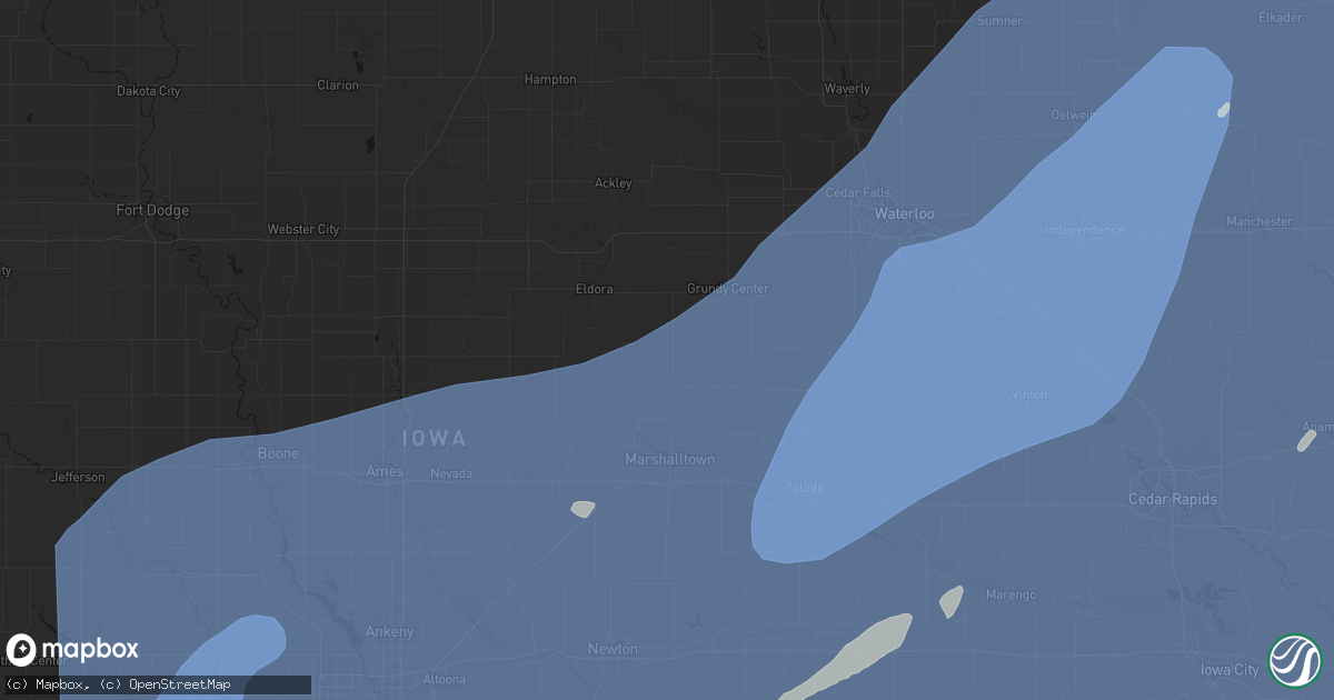 Hail map in Conrad, IA on June 11, 2026