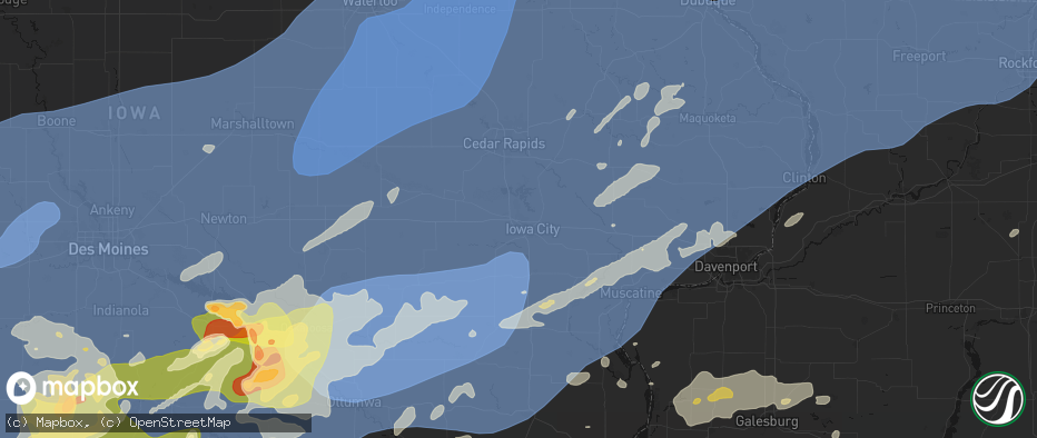 Hail map in Coralville, IA on June 11, 2026