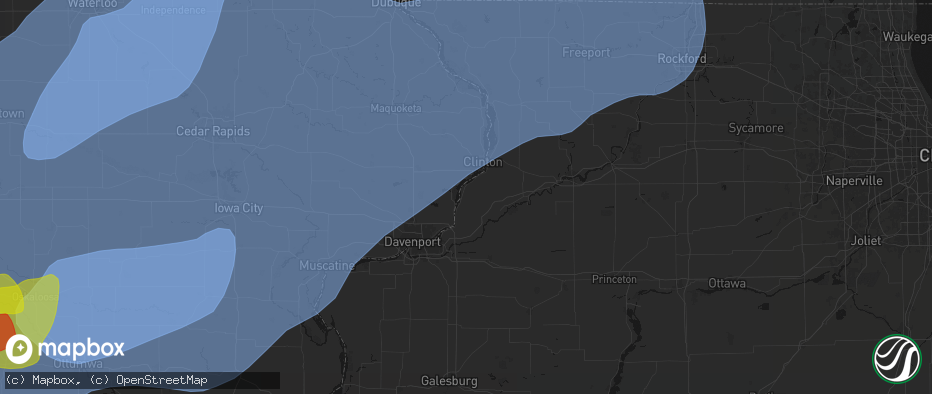 Hail map in Cordova, IL on June 11, 2026