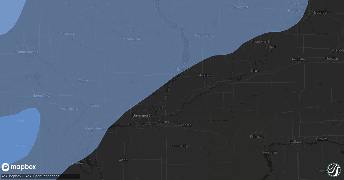Hail map in Cordova, IL on June 11, 2026