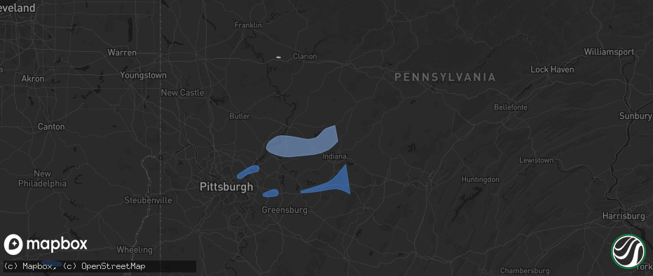 Hail map in Creekside, PA on June 11, 2026