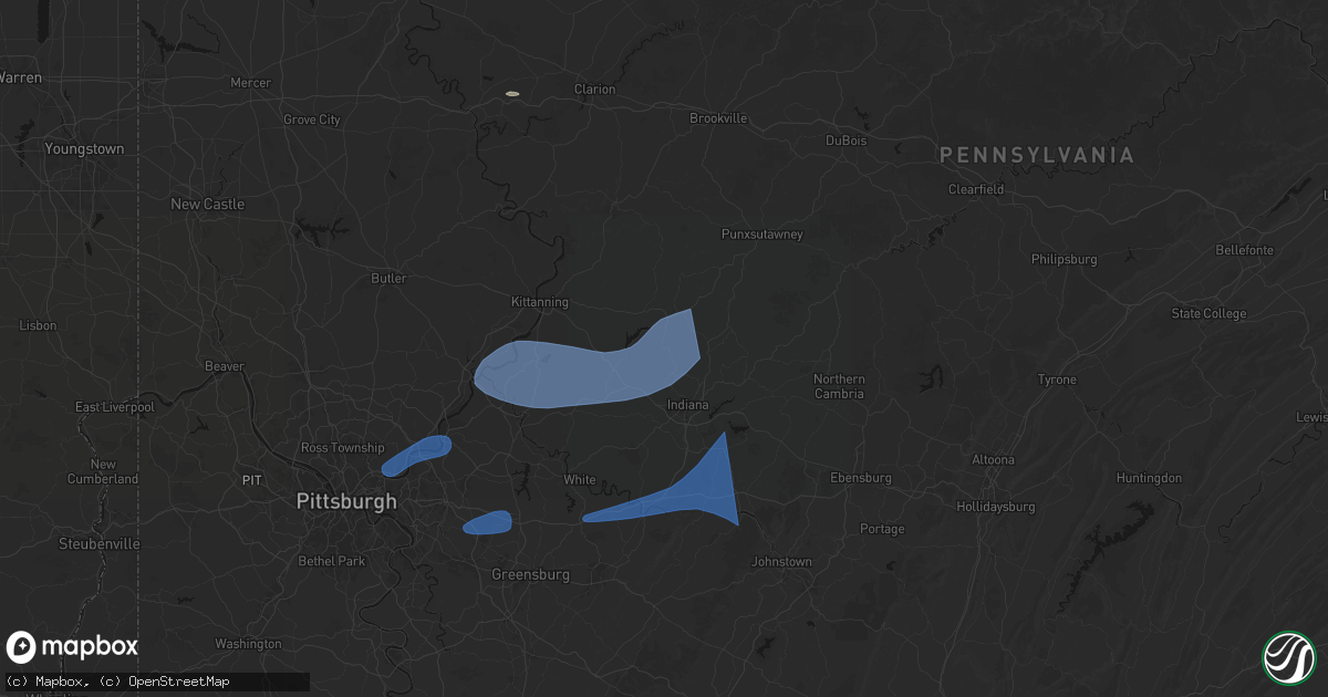 Hail map in Creekside, PA on June 11, 2026