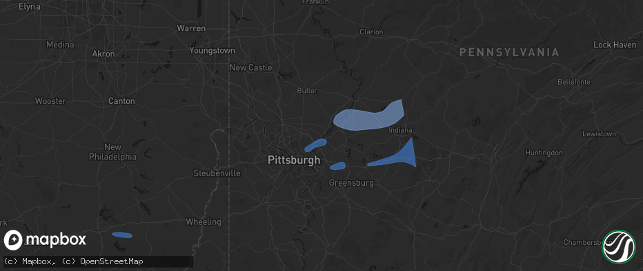 Hail map in Creighton, PA on June 11, 2026
