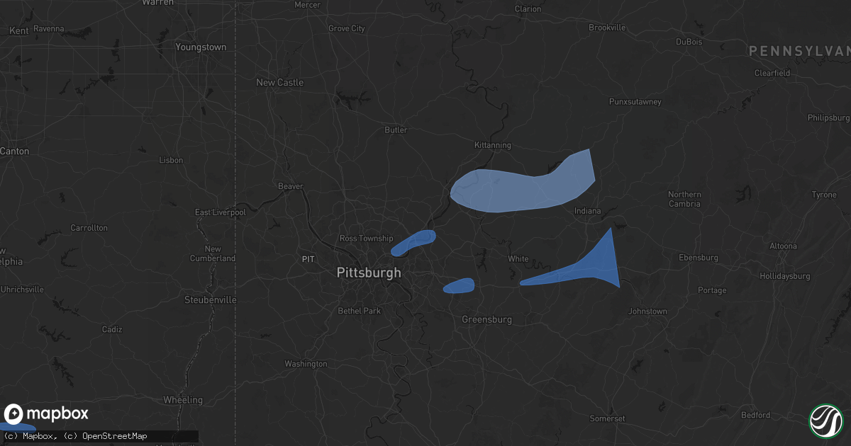 Hail map in Creighton, PA on June 11, 2026