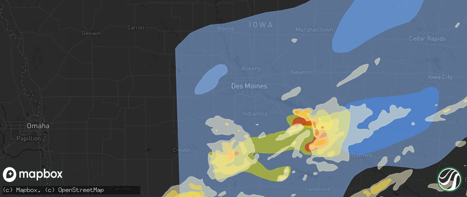 Hail map in Cumming, IA on June 11, 2026