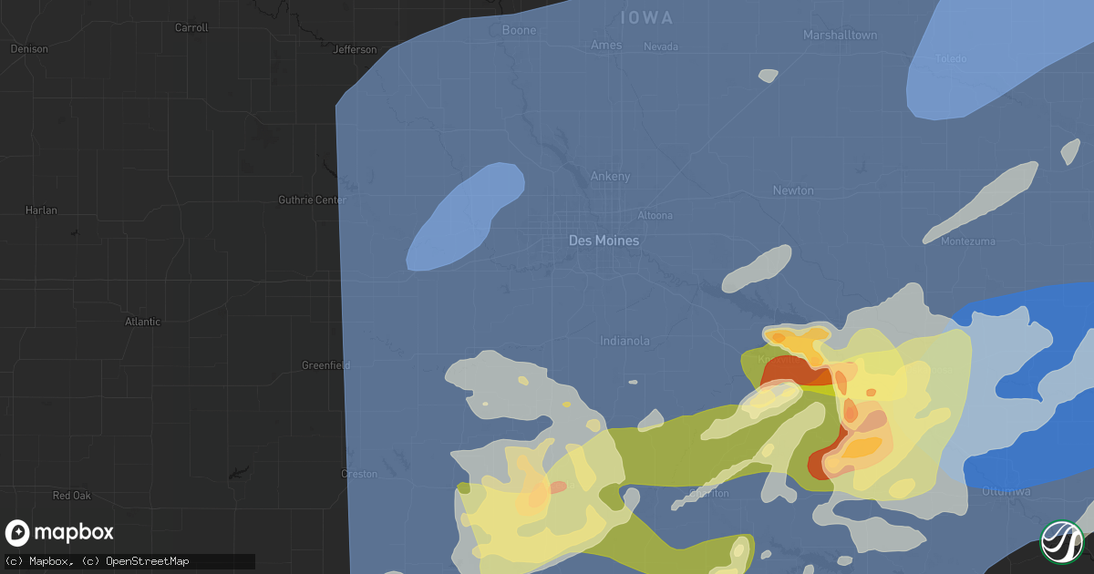 Hail map in Cumming, IA on June 11, 2026