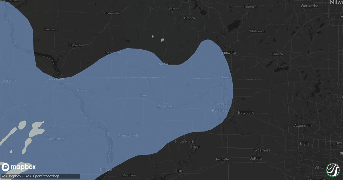 Hail map in Dakota, IL on June 11, 2026
