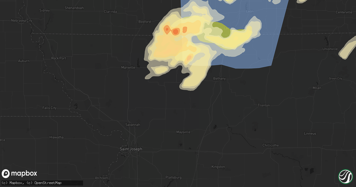 Hail map in Darlington, MO on June 11, 2026