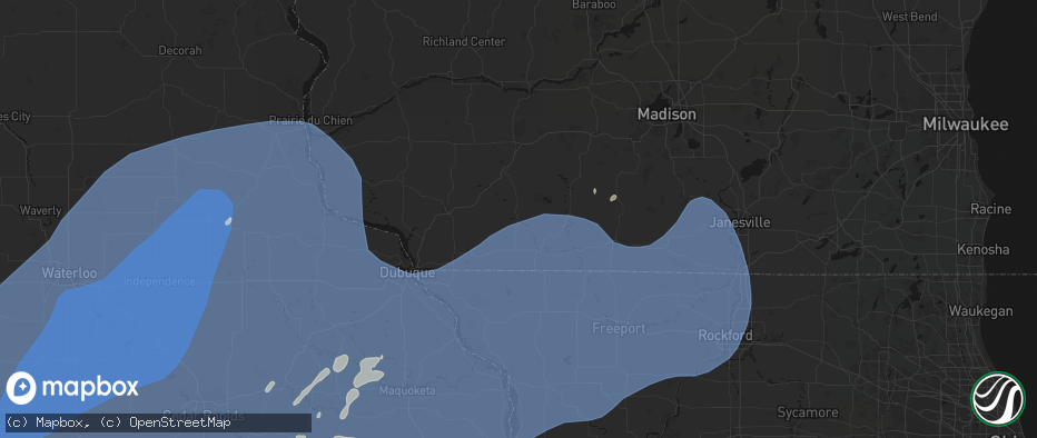 Hail map in Darlington, WI on June 11, 2026