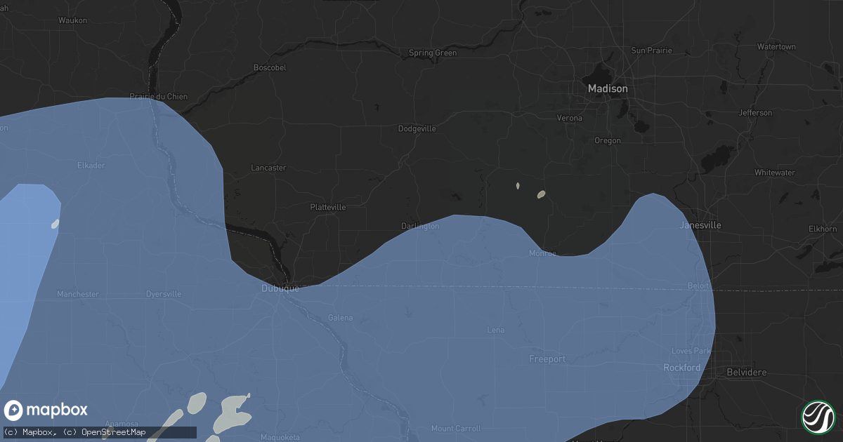Hail map in Darlington, WI on June 11, 2026