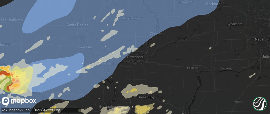 Hail map in Davenport, IA on June 11, 2026
