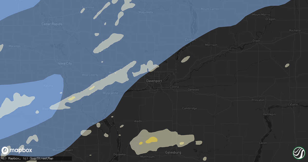 Hail map in Davenport, IA on June 11, 2026