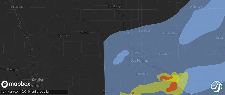 Hail map in Dawson, IA on June 11, 2026