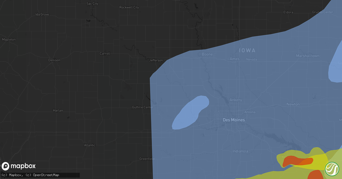 Hail map in Dawson, IA on June 11, 2026