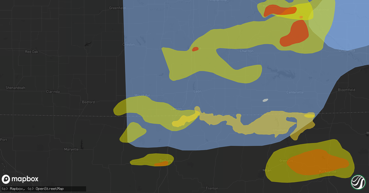 Hail map in Decatur, IA on June 11, 2026