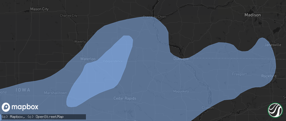 Hail map in Delaware, IA on June 11, 2026