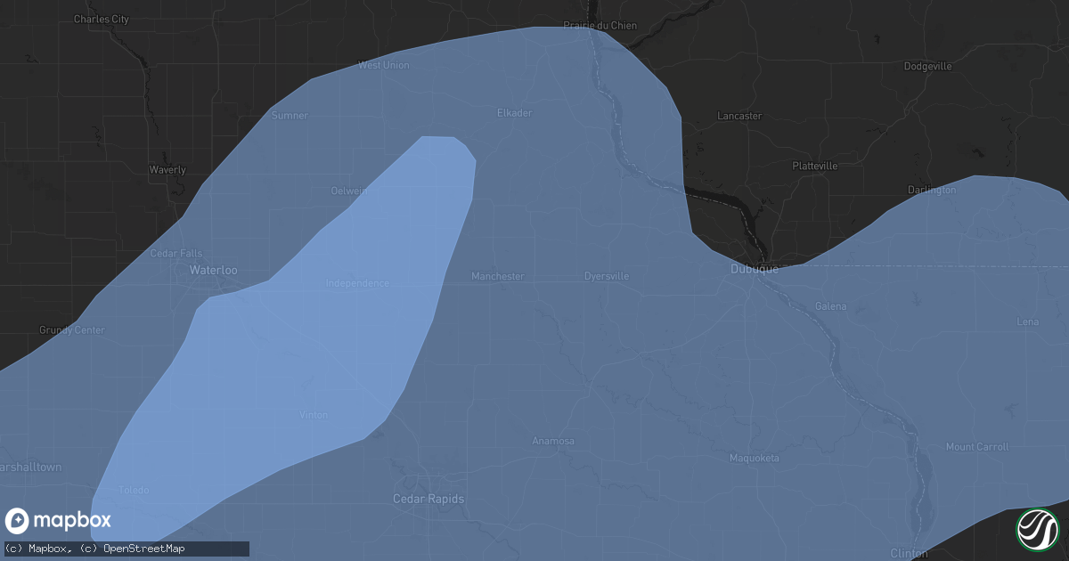 Hail map in Delaware, IA on June 11, 2026