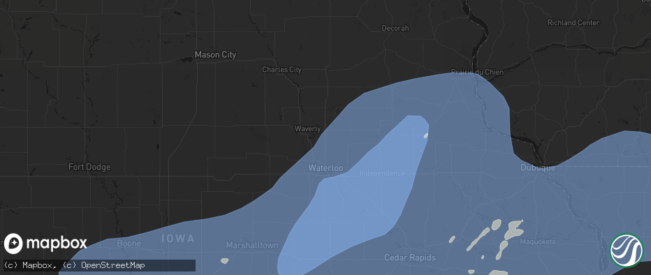 Hail map in Denver, IA on June 11, 2026