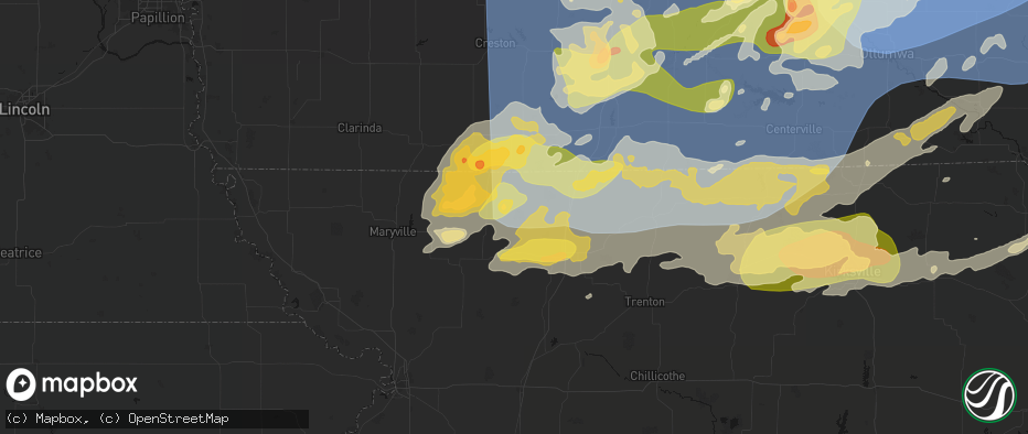 Hail map in Denver, MO on June 11, 2026