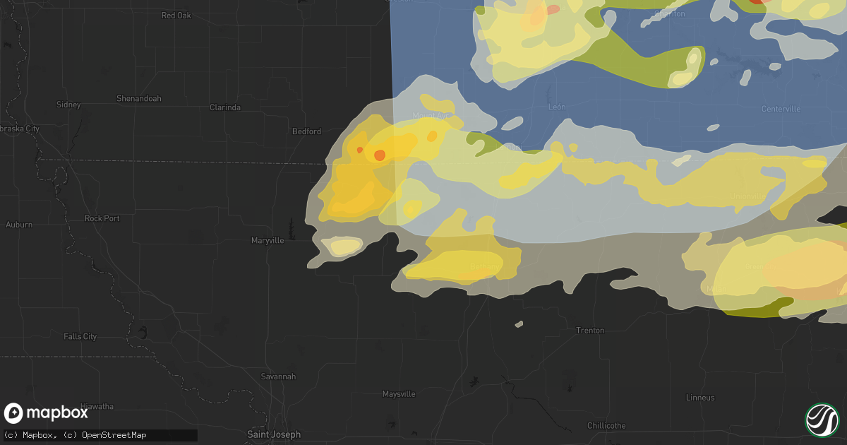 Hail map in Denver, MO on June 11, 2026