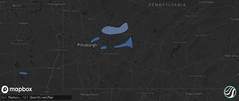 Hail map in Derry, PA on June 11, 2026
