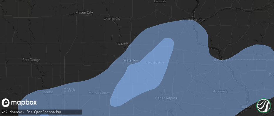 Hail map in Dewar, IA on June 11, 2026