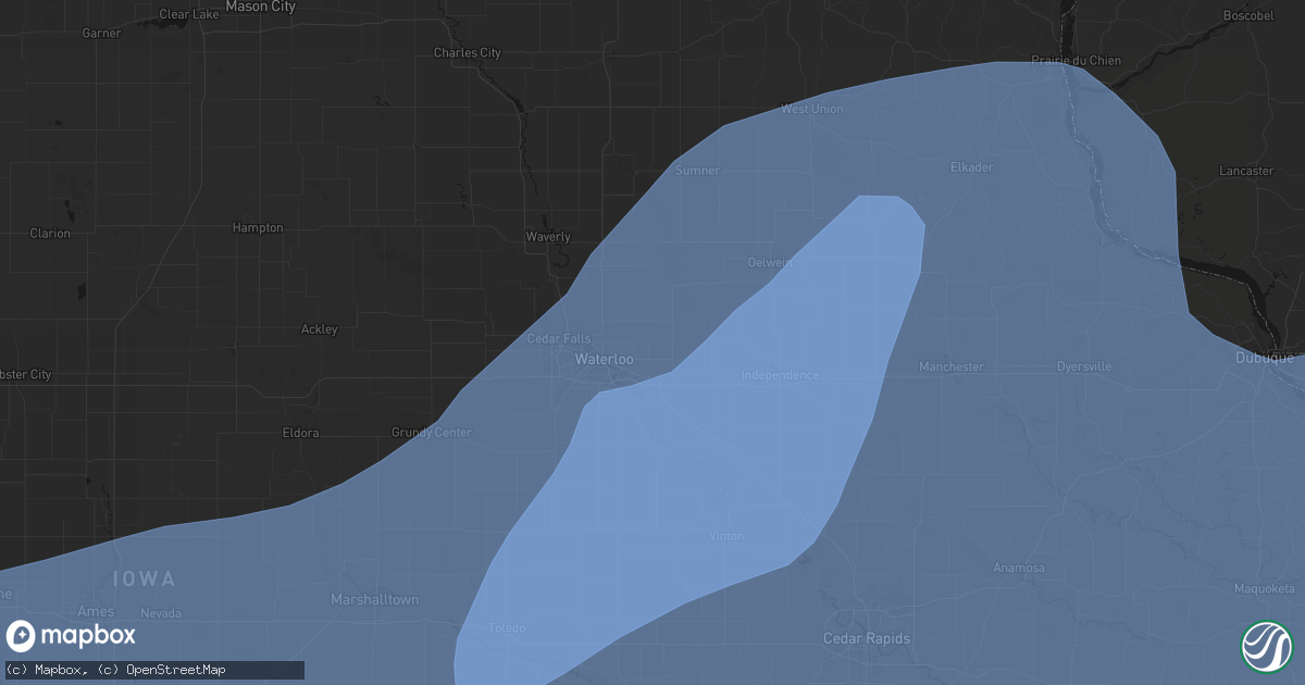 Hail map in Dewar, IA on June 11, 2026