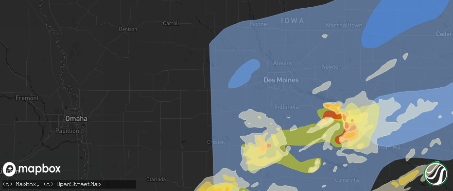 Hail map in Dexter, IA on June 11, 2026