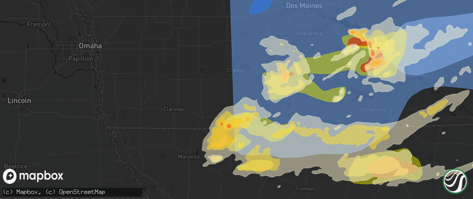 Hail map in Diagonal, IA on June 11, 2026