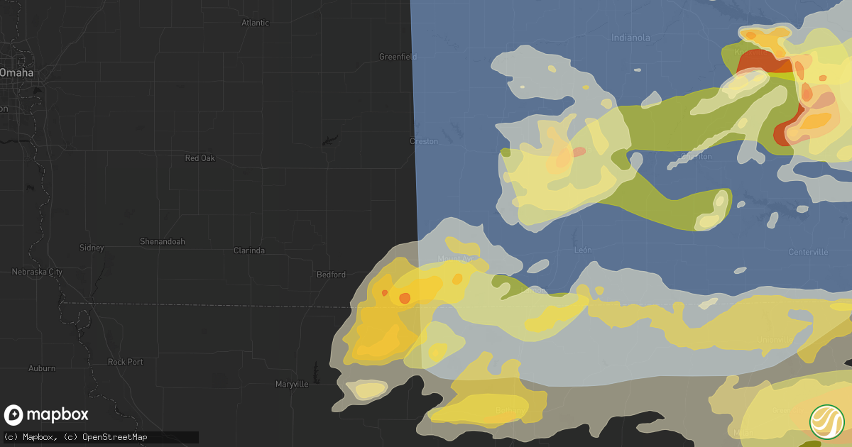 Hail map in Diagonal, IA on June 11, 2026