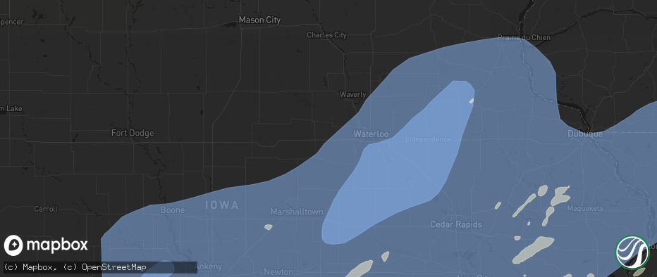 Hail map in Dike, IA on June 11, 2026