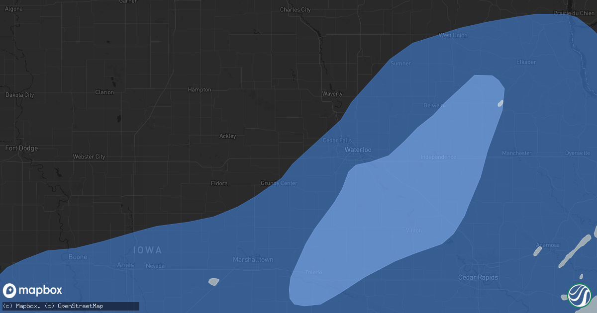 Hail map in Dike, IA on June 11, 2026
