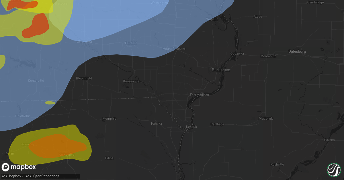 Hail map in Donnellson, IA on June 11, 2026