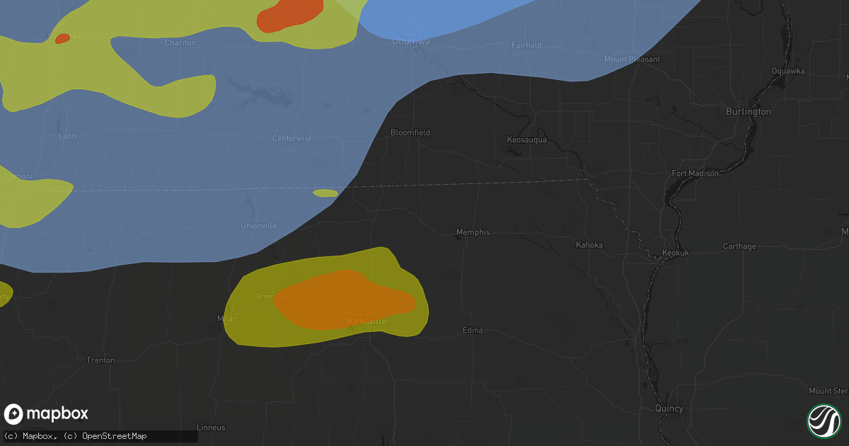 Hail map in Downing, MO on June 11, 2026