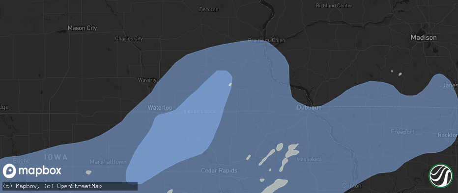 Hail map in Dundee, IA on June 11, 2026