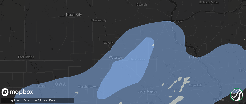 Hail map in Dunkerton, IA on June 11, 2026