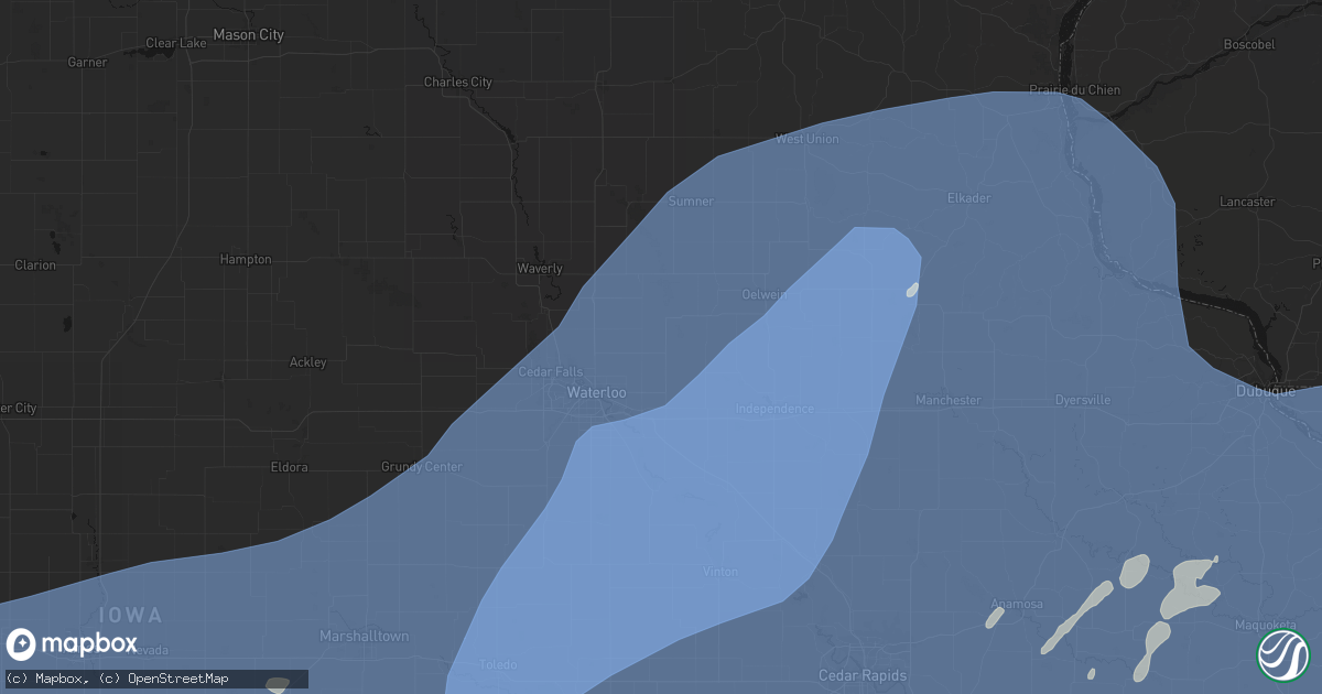 Hail map in Dunkerton, IA on June 11, 2026