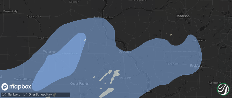 Hail map in Durango, IA on June 11, 2026
